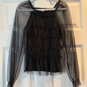 Zara Girl’s Black Sparkle Ruched Top